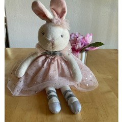 Stephen Joseph Pink Ballerina Bunny Plush Stuffed Animal Doll Silver Sequins