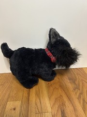 Pier One 1 Imports Black Scotty Dog Schnauzer Plush Plaid Paws Collar 12″