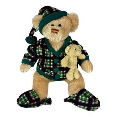 Animal Adventure Plush Teddy Bear & Baby Plaid Fleece PJs Slippers Hat 14” 2008