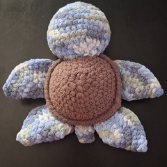Crochet Amigurumi Plushie Green Blue Brown Turtle Stuffed Animal 9” Handmade
