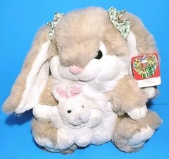 Stuffed Animal Toy Vintage Rabbit Plush Image Bunny & Baby 14″ Collectible 1996