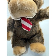 Brown Monkey Plush Toy Stuffed Animal Red White Striped Tie