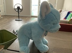 FAO Schwarz Sparklers Blue Bulldog Soft Plush Sitting Blue Sparkly Bow 12”
