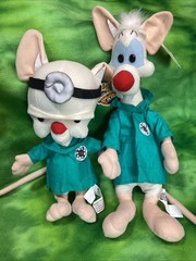 Pinky & the Brain Animaniacs 1997 Warner Bros Mouse Plush Toys Stuffed Animals