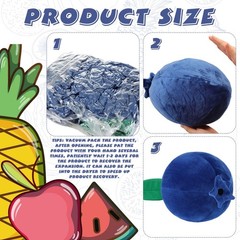 Beeveer 2 Pcs Blueberry Plush Cute Fruit 10 inches, Blue