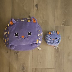 Moosh-Moosh Large, Small Reversible Cat Plush Lot Purple Pink Blue Orange Yellow