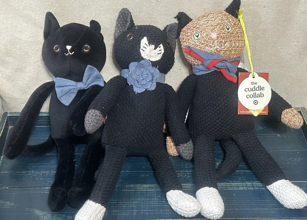 NWT Cuddle Collab Mani Family Pet Cat 3 Plush Set Dog Toy Stocking Stuffer Lot