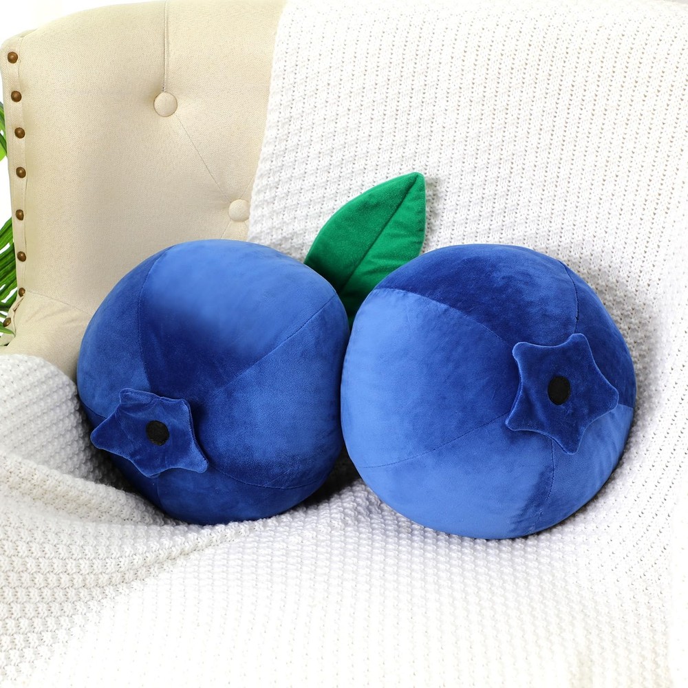 Beeveer 2 Pcs Blueberry Plush Cute Fruit 10 inches, Blue
