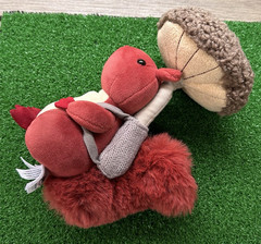 Jellycat Fungi Forager Squirrel Plush Red Stuffed Mushroom Backpack FNG2S Used
