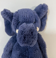 Jellycat Bashful Dark Blue Elephant White Husks Plush Stuffed Animal 12 Inch