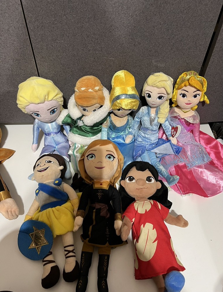 Lot 8 TY, Kohls Cares, Disney & other PRINCESS 16″ PLUSH Stuffed Toy DOLLS