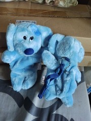 2 Blues Clue Plush Dogs with Key chain Strap & Zippered Pouch 8in New