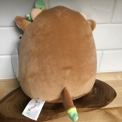 RARE Squishmallow 7.5” Griella Brown Cow Plush NWT Rainbow Bow Belly HTF Winking
