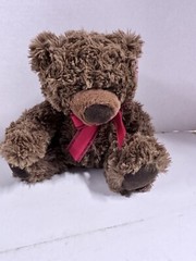 Aurora World Brown 10″ Bear Coco 2018 Red Bow Black Glass Eyes Brown Nose