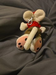Htf Vintage Diddl Diddlina Red Bow Plush Key Chain / Bag Charm Fast Shipping