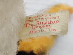 Rushton Company Sitting TIGER Plush Animal Green Eyes Atlanta Ga. VTG 50s-60s