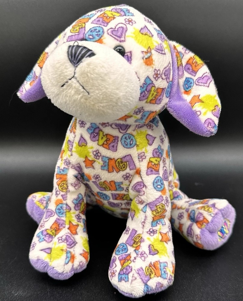 Ganz Webkinz Peace N’ Love Puppy HM721 Plush Stuffed Animal Dog Toy No Code 9″