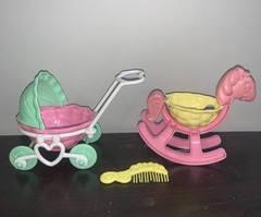 Vintage Mattel Teeny Turtle Tots Stroller Rocking Horse Little Pretty Kitty Comb