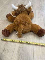 MTY International Plush Scottish Highland Cow Cuddle Toy Ribbed Hooves Laying