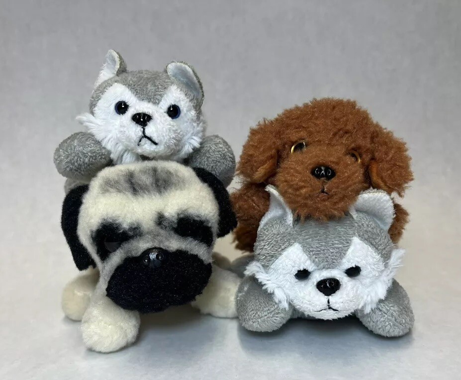 Set Of 4 Mini Puppy Dog Stuffed Plush 5 Inches No Tush Tags