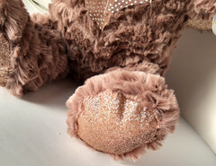 NEW MOCHA Brown colored EASTER Bunny Rabbit SOFT w/copper glittered ears/feet