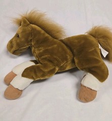 Vintage E&J Animal Alley Paint Horse 16″ Brown White Pinto Plush Stuffed Laying