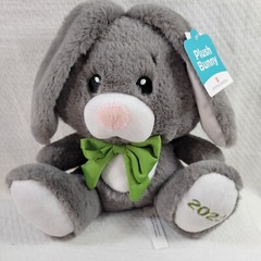 American Greetings Bunny Rabbit Plush Gray White Easter 2022 Green Bow W/ Tags