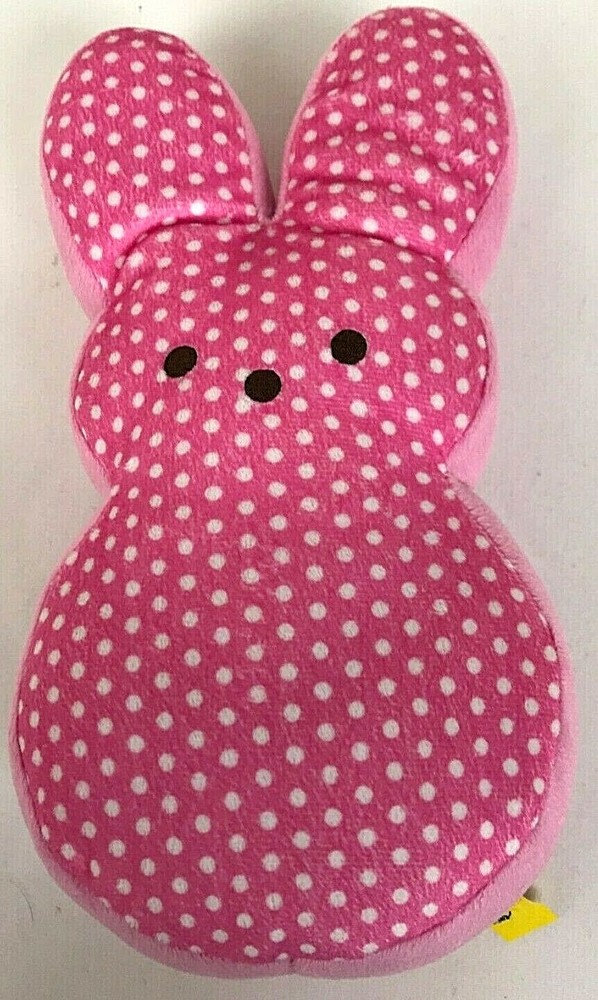 Peeps Pink & White Polka Dot Bunny Rabbit Stuffed Animal Plush Easter 9″