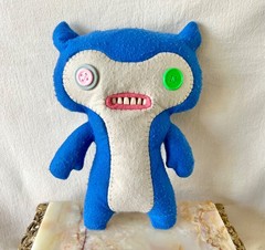 Spin Master Fuggler Lil Demon Ugly Plush Doll Blue Felt Button Eyes Teeth 13”
