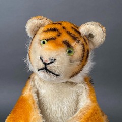 Rare STEIFF Tiger Hand Puppet ~ 1949-54 Vintage Mr Rogers Daniel Mohair Toy