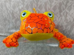 Classic Toy Company Frog Plush Orange Yellow Blue Eyes 14″ Stuffed Plushie Toy