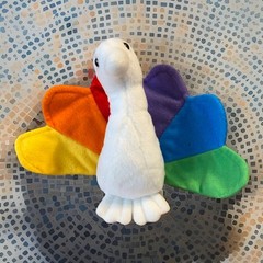 NBC Peacock Plush Rainbow Stuffed Animal Proud as a Peacock 6″ TV Advertising