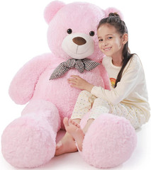 Big Pink Teddy Bear 4Ft Giant Stuffed Animal Plush Toy for Girlfriend Women K…