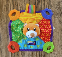 Nuby Purple BEAR Comforter Lovey Plush Baby Security Blanket with Teether Colorf