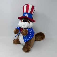 Buccees Patriotic Buc ee Plush Animal Uncle Sam Cute Brown Beaver Cuddle Toy 14″