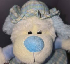 Kellytoy Blue & Cream Puppy Dog Plush Plaid Dress And Hat W/Tag 2008 12″