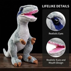 Velociraptor Dinosaur Plush – Simulation 17inch Gray Velociraptor Stuffed Ani…