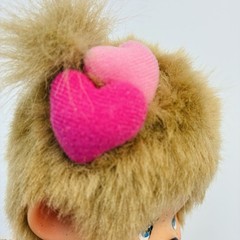 Monchhichi Sekiguchi Girl Doll Heart Angel Wings Pink Bib Valentine 7.5″ RARE