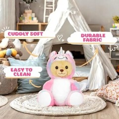 BRUBIES Teddy Unicorn – 10 Inch Teddy Bear in Unicorn Costume with Hood