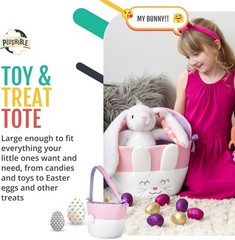 Plushible Easter Bunny Big Basket with Handle