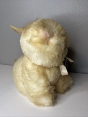 VTG White Sitting Masanian Cat plush America Wego A Fiesta Toy Green Eyes W Tag