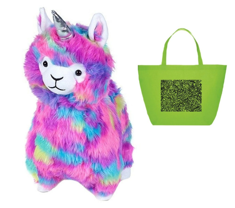 Llama Plush Stuffed Llamacorn & Reusable Tote Bundle Set, NWT