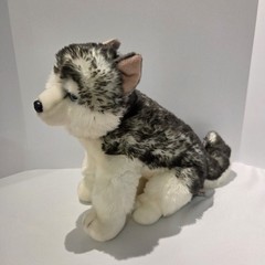 Aurora World Realistic Sitting Siberian Husky 14″ Plush Toy Dog Alaskan Malamute