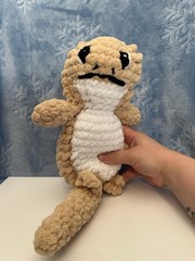 Handmade Crochet Plush “Happy Beardie” Bearded Dragon Stuffed Animal, Tan White