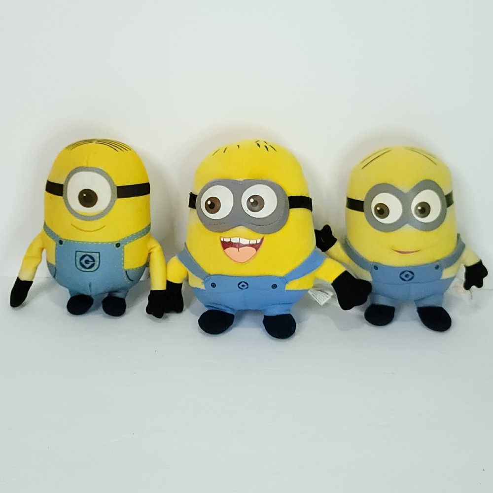 Minions Plush Despicable Me Material Glasses Soft Eyes Lot Of 3 Kevin Stuart
