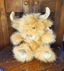 Highland Cow Plush Stuffed Animal Small Brown/Beige Washable