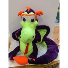 Plush Dragon Neon Green Purple Classic Toy Company Stuffed Animal 36″ Winged