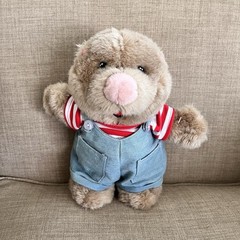 Vintage Suzys Zoo Ollie Marmot Bear Plush 11″ StarShine Overalls Striped Shirt