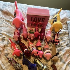 PINK Plush Dog Lot, 2 big, 16 normal size,2 small. With box