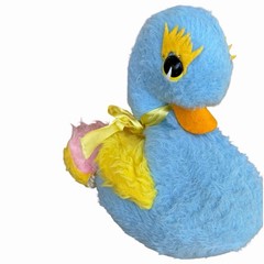 VTG Rushton Musical Plush Duck Blue Stuffed Animal Working Music Box 8”